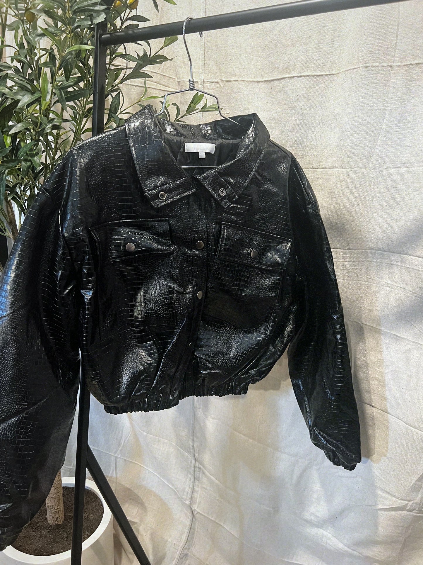 ANAHY FAUX CROC LEATHER JACKET