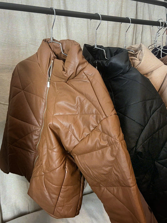 Shayla Faux Leather Puffer Jacket